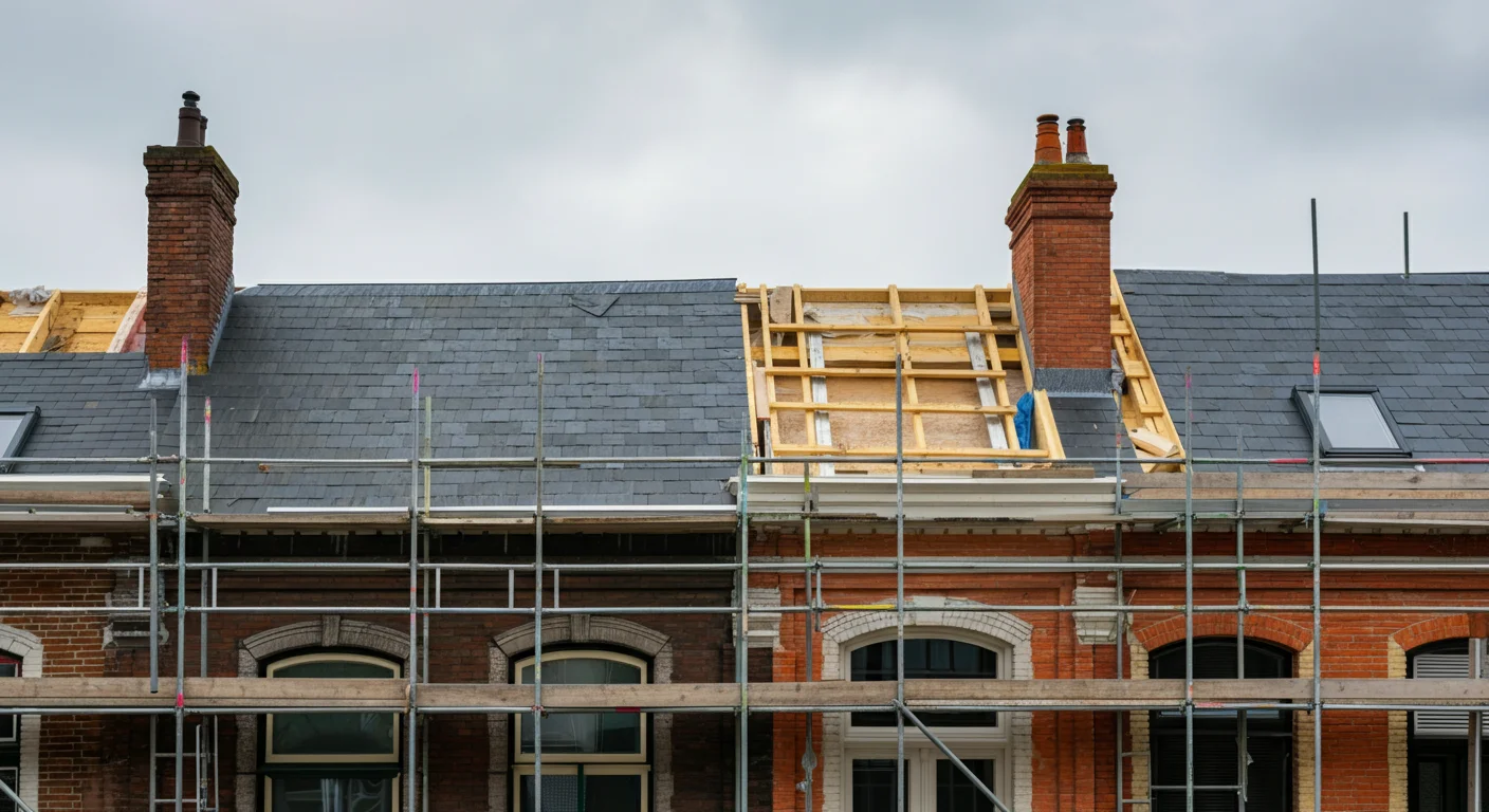 Rénovation de toiture sur maison mitoyenne en Belgique : mur mitoyen, voisinage et échafaudage